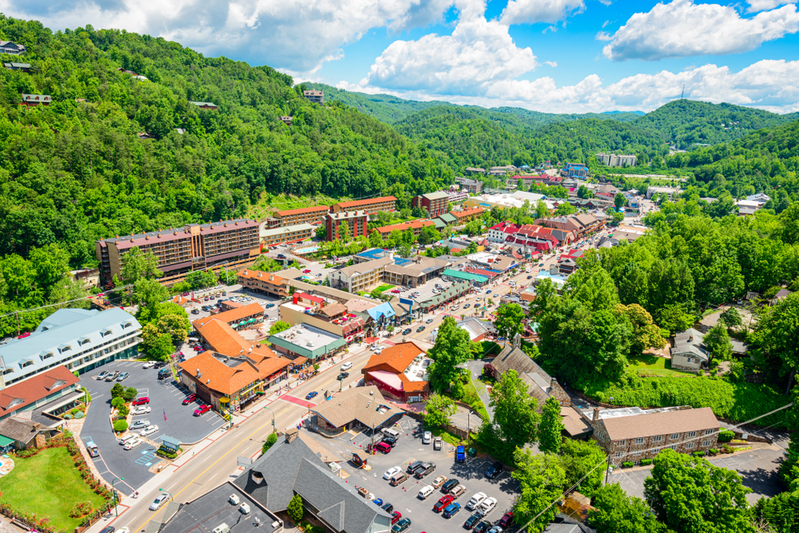 view of downtown Gatlinburg in summer
