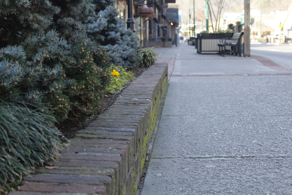 sidewalk along main Strip in downtown Gatlinburg