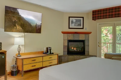 fireplace at Bearskin Lodge