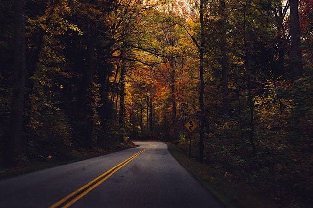 Scenic drive in the Smoky Mountains during fall