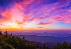 sunset in the great smoky mountains national park