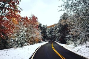 foothills parkway in the winter with snow